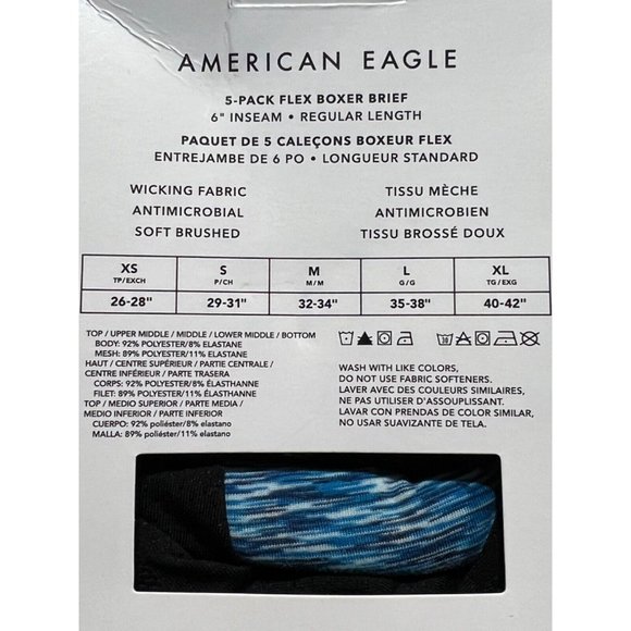 NWT AMERICAN EAGLE 5 Pack Flex 6" Boxer Brief Sz XS Blue Red Green Gray - Picture 4 of 4